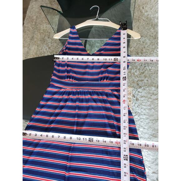 West Loop Long Maxi Dress Women's Size Medium Blue & Orange V-Neck Sleeveless - Picture 7 of 11